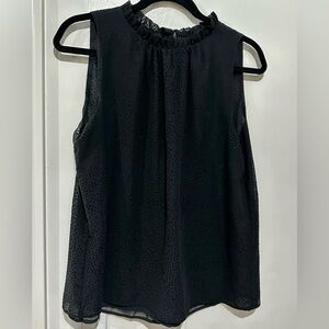 Women’s Ann Taylor Loft MED Black Sleeveless Dot Blouse/Top w/ Neck Bow Closure